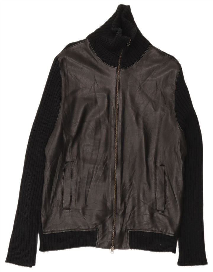 Maglione cardigan da uomo Zara grande in cotone nero