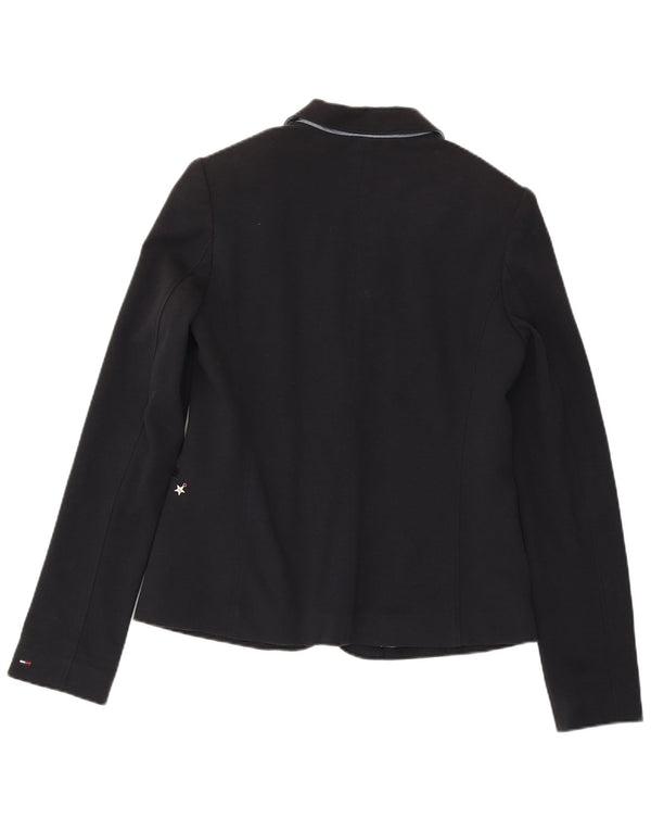 TOMMY HILFIGER Giacca blazer da donna a 1 bottone UK 14 grande cotone blu navy