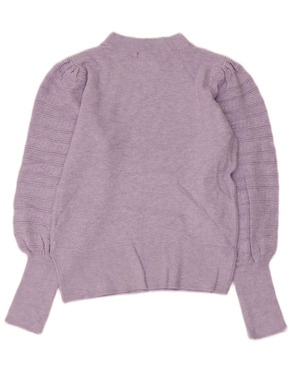 MARKS & SPENCER Maglione corto girocollo da donna UK 8 piccolo viola