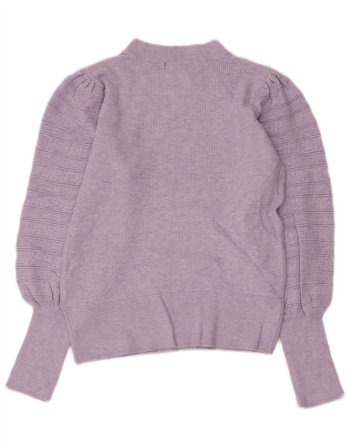 MARKS & SPENCER Maglione corto girocollo da donna UK 8 piccolo viola