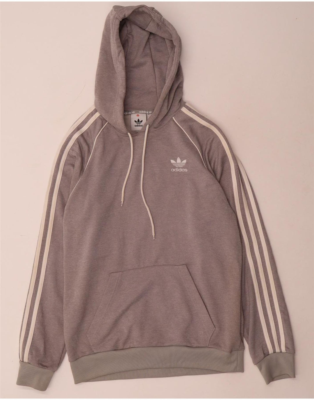Felpa con cappuccio da uomo Adidas Small grigia in poliestere