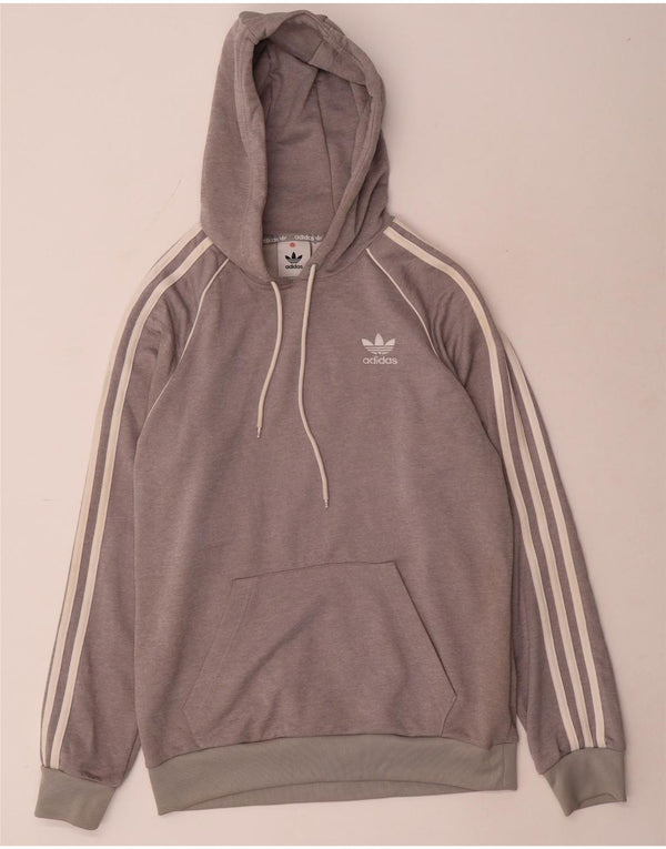 Felpa con cappuccio da uomo Adidas Small grigia in poliestere
