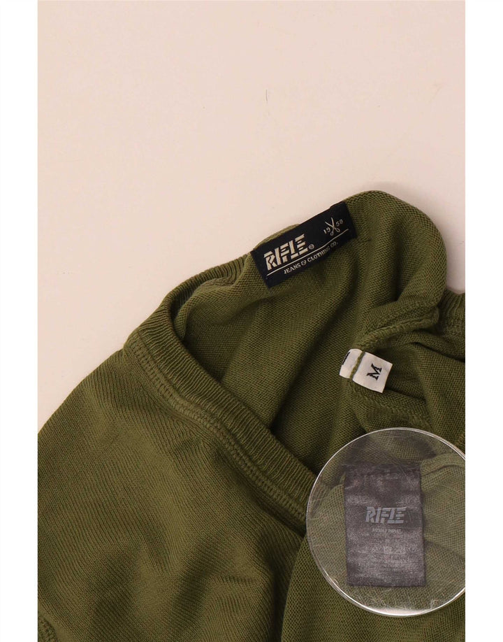 Maglione da uomo con scollo a V Rifle in cotone verde medio