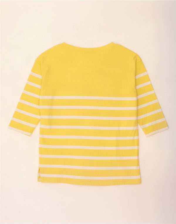 Marks & Spencer Top da donna manica 3/4 UK 16 cotone a righe grandi gialle