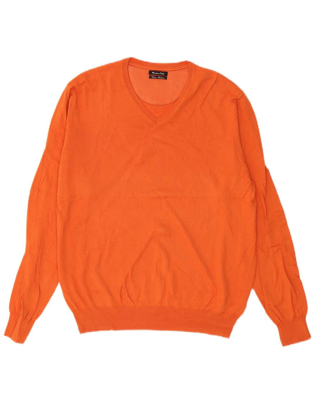 Massimo Dutti Maglione da uomo con scollo a V grande in cotone arancione