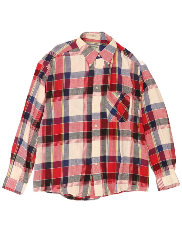 Camicia vintage da uomo in flanella XL in cotone a quadri multicolore