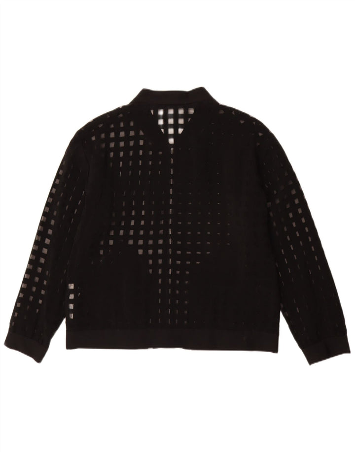 Giubbotto bomber trasparente da donna Zara UK 16 grande viscosa geometrica nera