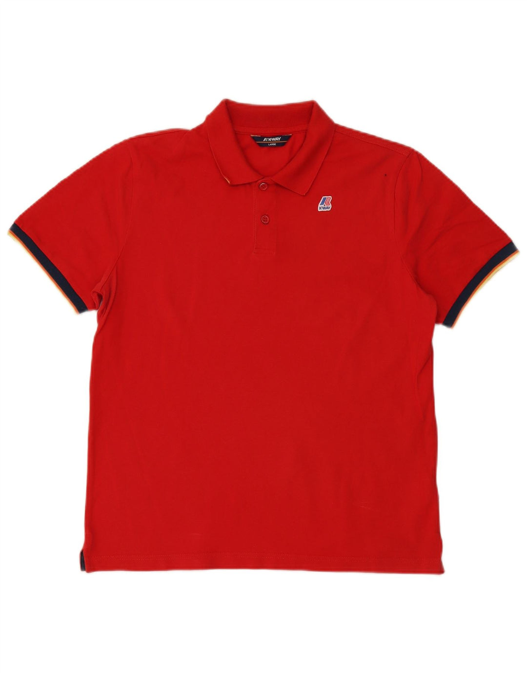 Polo K-Way da uomo grande in cotone color block rosso