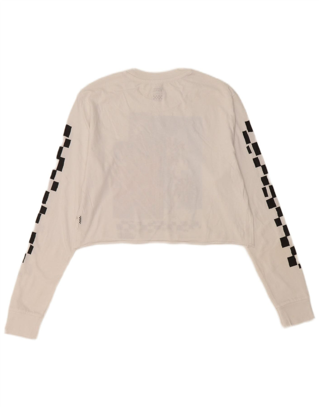 Top corto grafico da donna VANS manica lunga UK 6 XS bianco