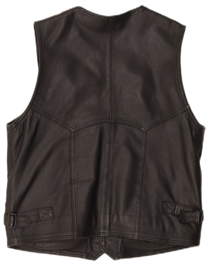 Gilet in pelle da uomo VINTAGE piccolo nero