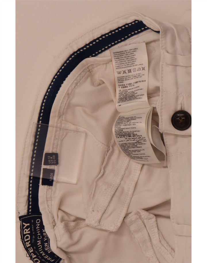 Pantaloni chino slim da donna SUPERDRY UK 12 medi W32 L29 cotone bianco