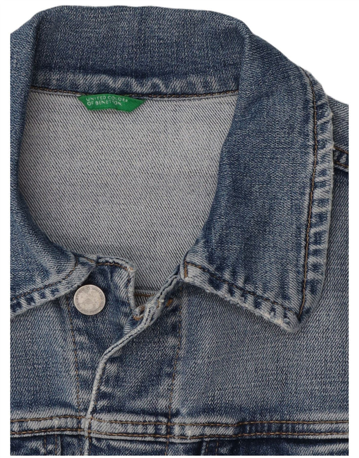 Giacca in denim corto da donna Benetton UK 10 piccola blu
