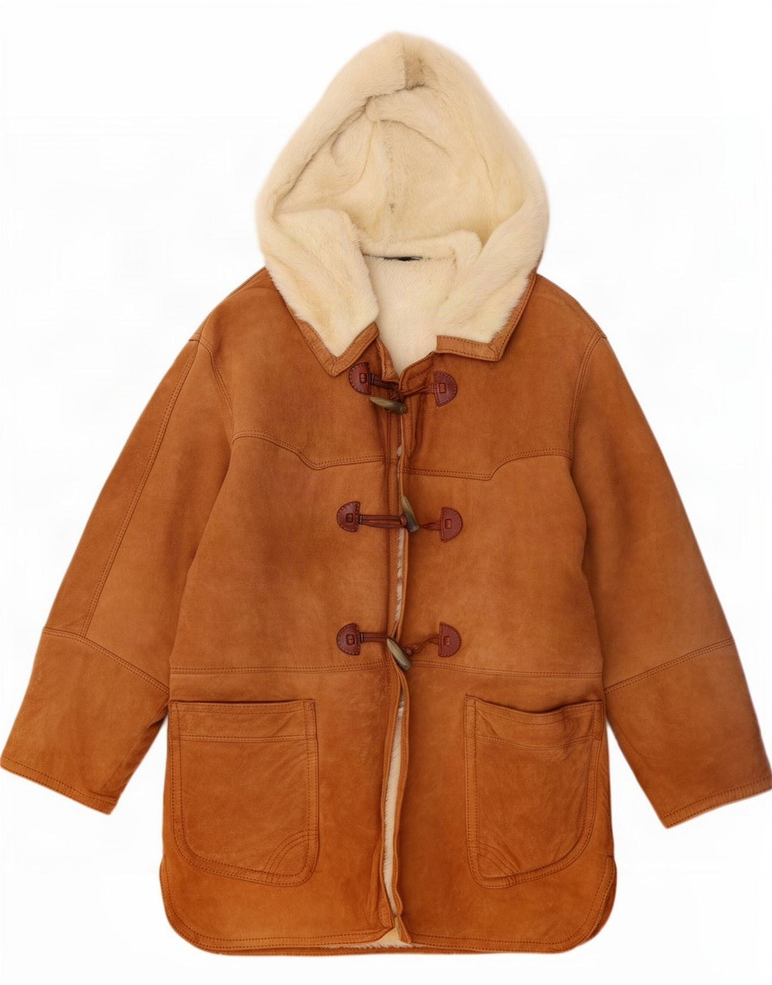 Montgomery da donna vintage in montone con cappuccio IT 44 Marrone medio