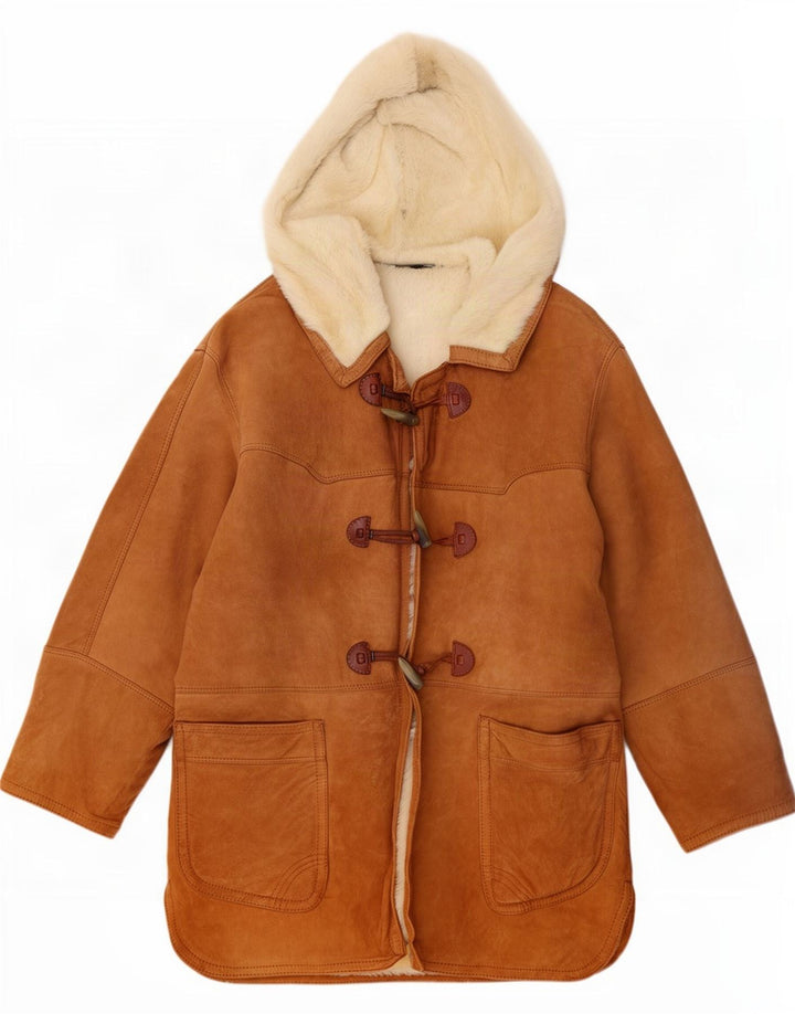 Montgomery da donna vintage in montone con cappuccio IT 44 Marrone medio