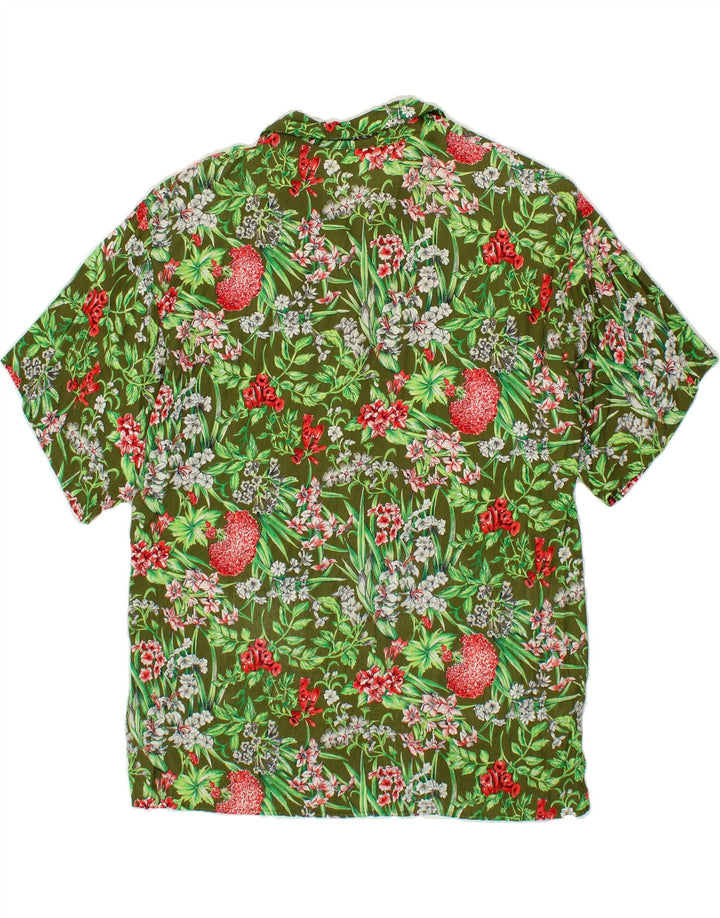 PRISMA Womens Short Sleeve Shirt IT 44 Medium Green Floral Viscose Vintage Prisma and Second-Hand Prisma from Messina Hembry 