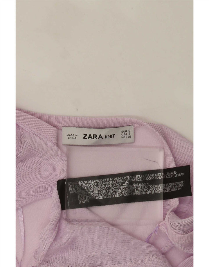 Top Zara da donna in camicetta trasparente UK 10 piccola viscosa rosa