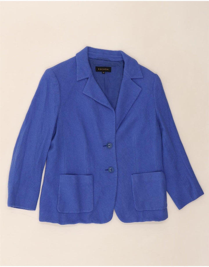 ESCADA Womens 2 Button Blazer Jacket IT 44 Medium Blue Cashmere Vintage Escada and Second-Hand Escada from Messina Hembry 