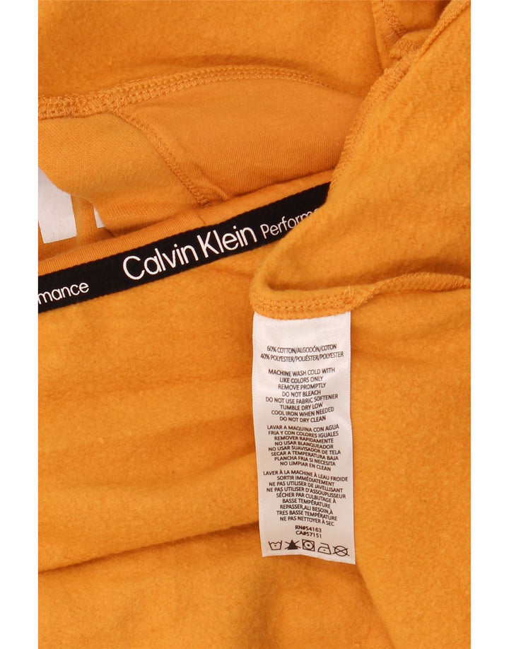 CALVIN KLEIN Maglione corto con cappuccio oversize da donna UK 10 piccolo giallo