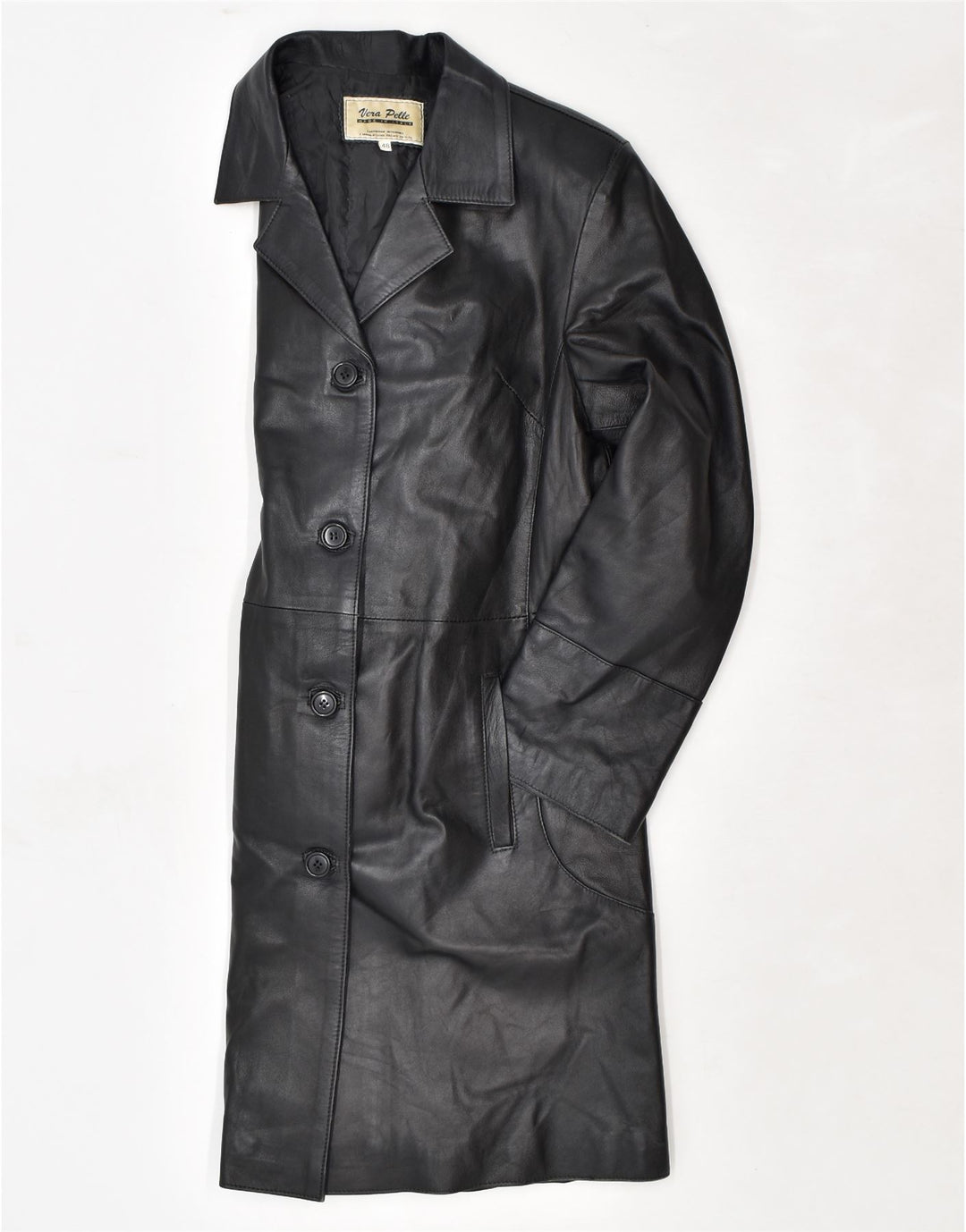 Cappotto in Pelle Donna VINTAGE IT 48 XL Pelle Nera