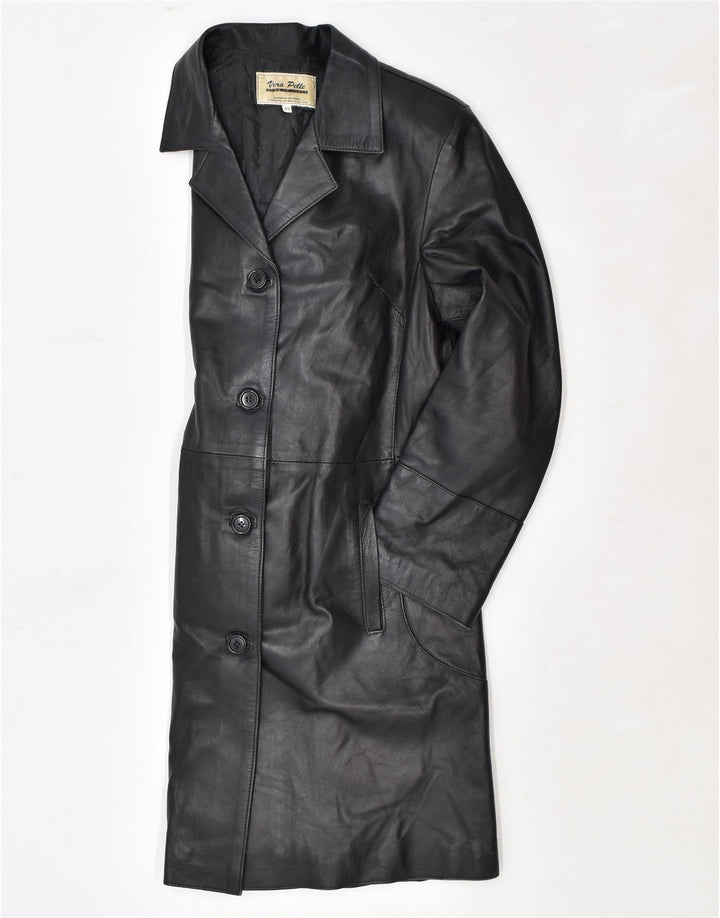 Cappotto in Pelle Donna VINTAGE IT 48 XL Pelle Nera