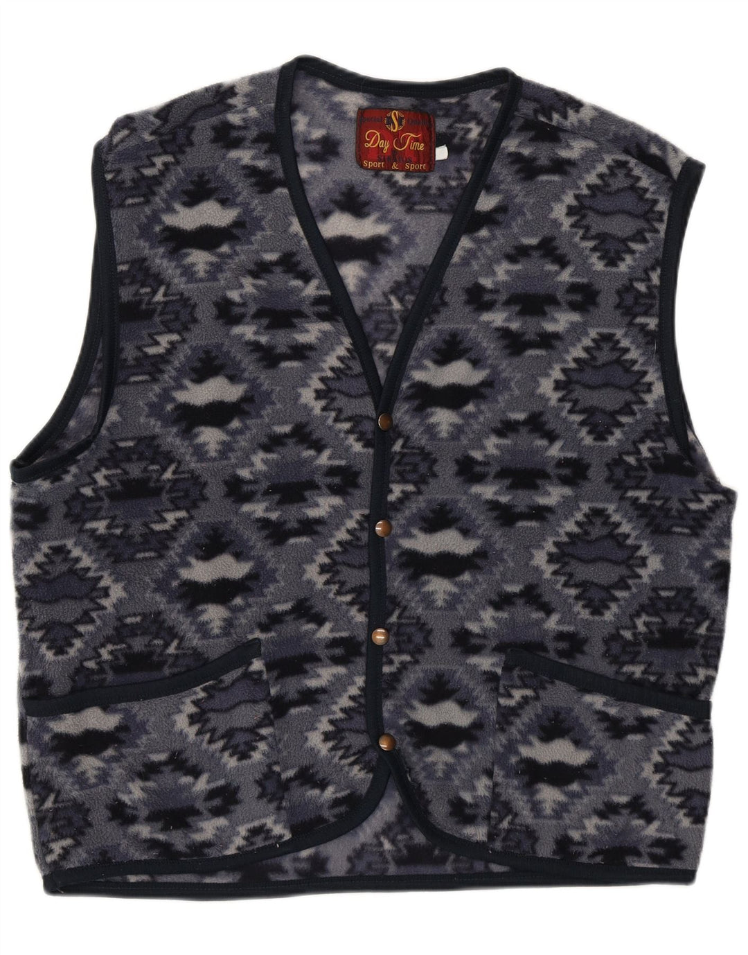 Gilet in pile da uomo Stratos UK 36 Small Poliestere geometrico blu navy