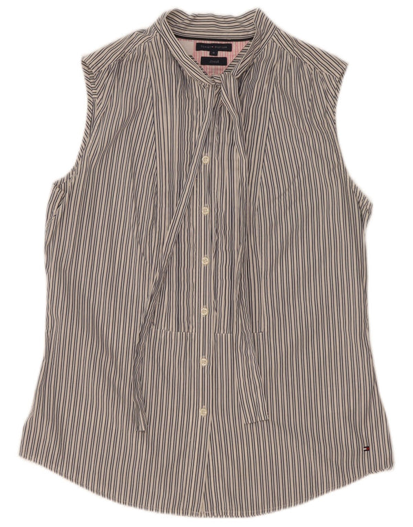 Camicia da donna senza maniche con cravatta frontale Tommy Hilfiger US 8 gessato grigio medio