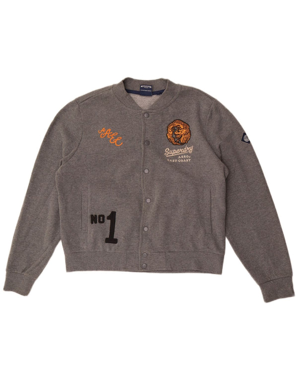 Giacca da ginnastica da donna con grafica Superdry UK 16 Large Grey Flecked