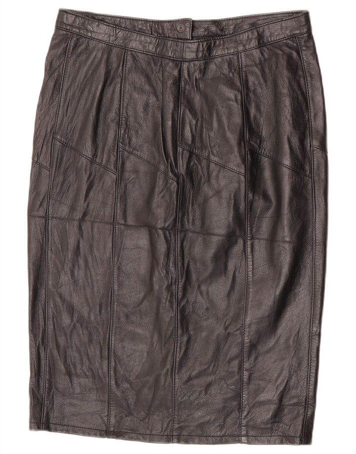 VINTAGE Womens Leather Skirt W30 Medium  Black