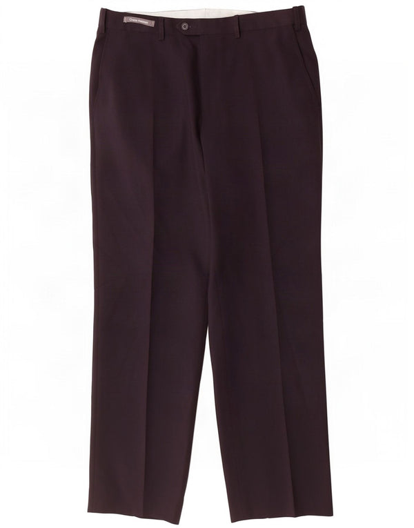 Pantaloni da abito dritti da uomo Marks & Spencer W34 L31 poliestere blu navy