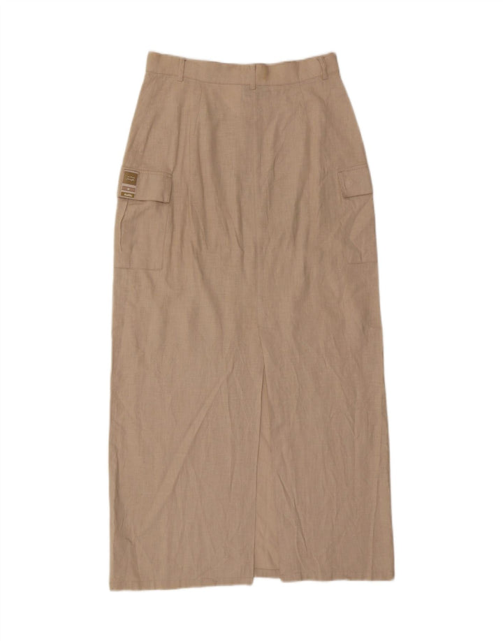 LOTTO Womens Maxi Cargo Skirt UK 12 Medium W28  Beige Linen Vintage Lotto and Second-Hand Lotto from Messina Hembry 