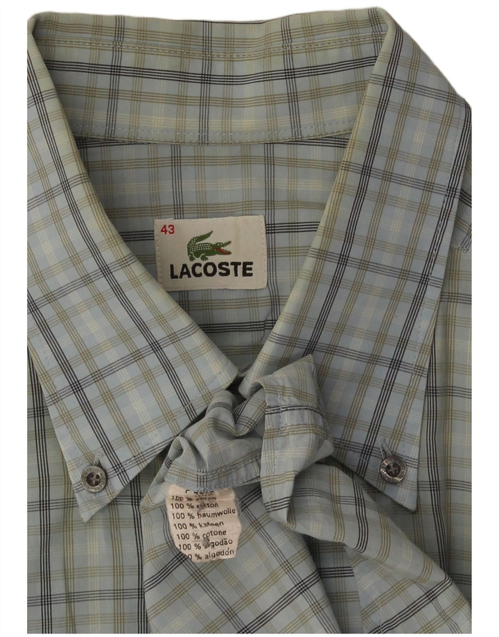 Camicia a maniche corte da uomo Lacoste taglia 43 in cotone a quadri blu grande