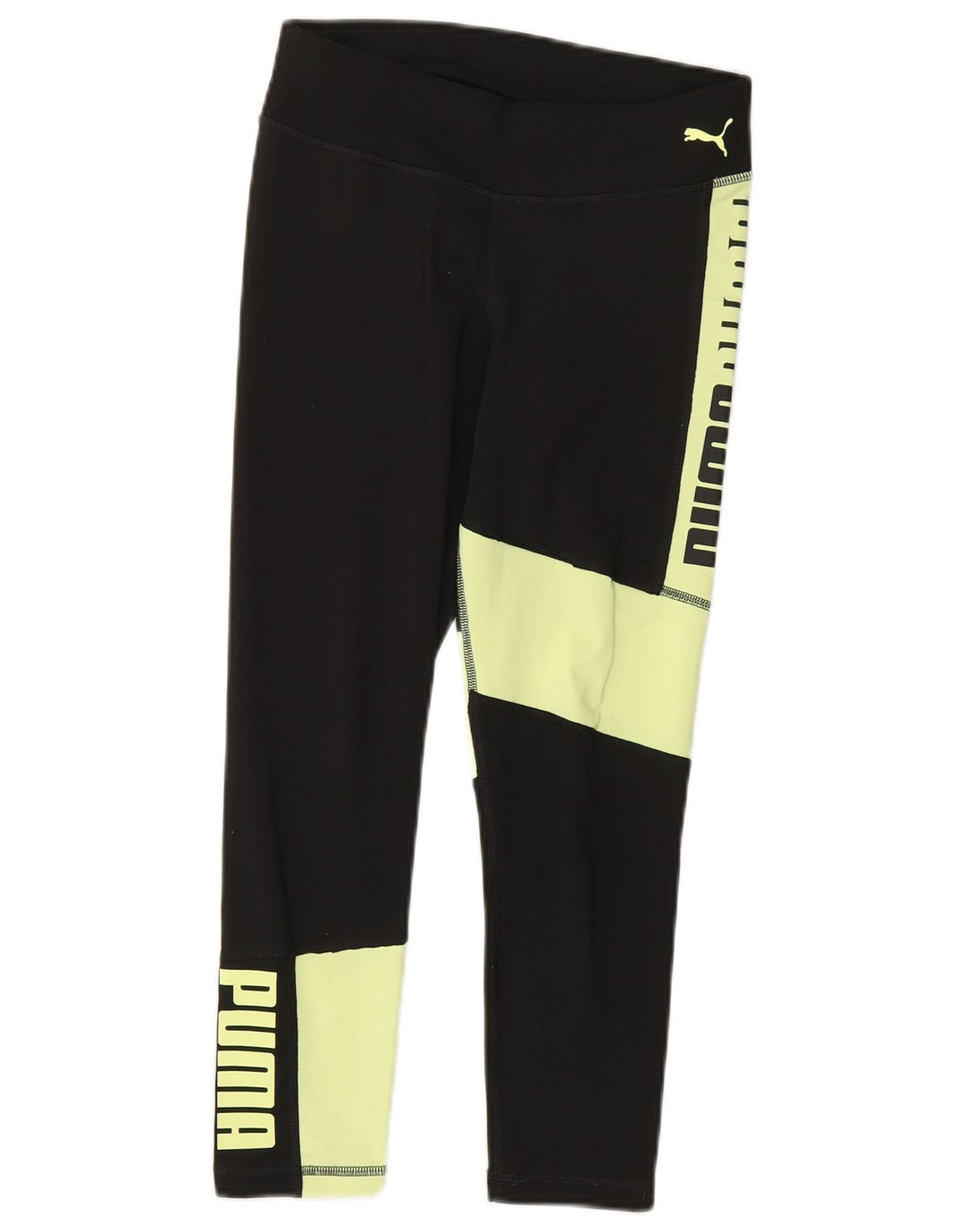 PUMA Girls Graphic Leggings 11-12 Years Medium Black Colourblock