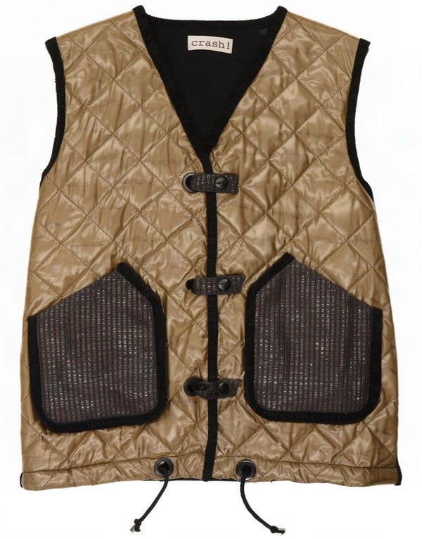 Crash Giacca trapuntata da donna UK 14 Large Gold Colourblock