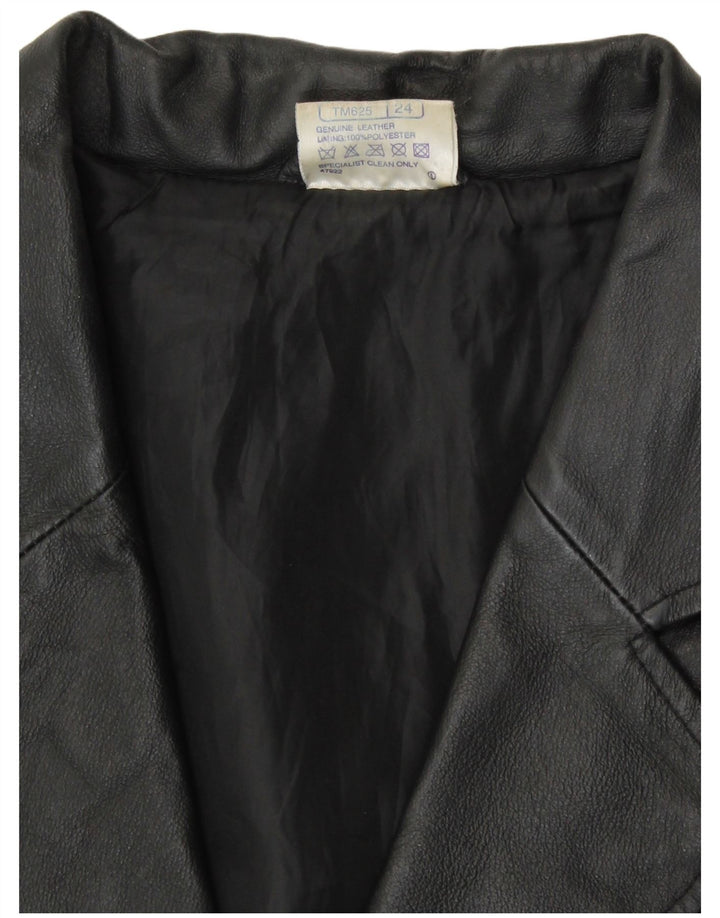 Giacca blazer in pelle da donna a 3 bottoni Agenda UK 24 4XL Pelle nera