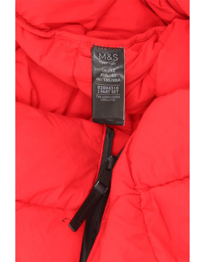 Cappotto imbottito con cappuccio da donna Marks & Spencer UK 12 rosso medio in poliammide