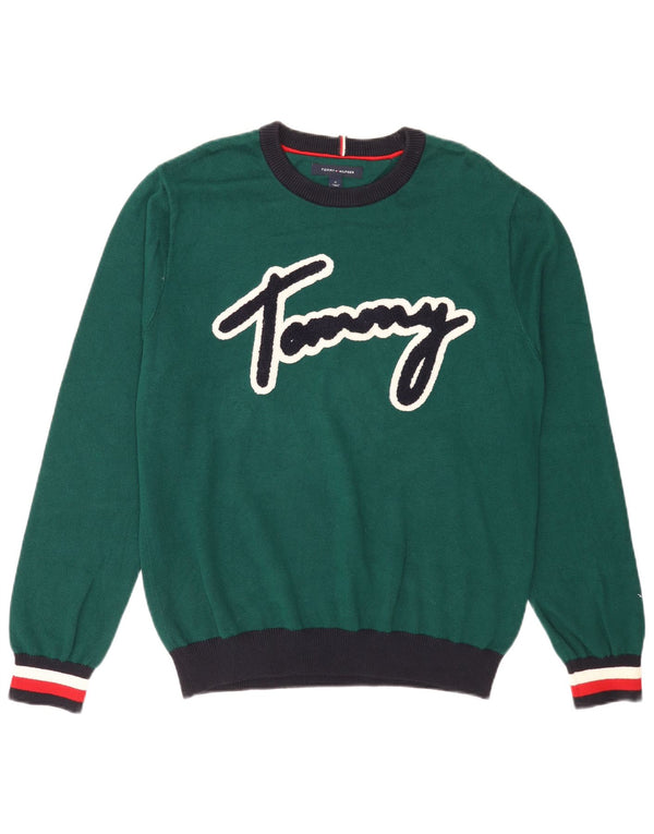 Maglione maglione girocollo da uomo Tommy Hilfiger color block verde medio