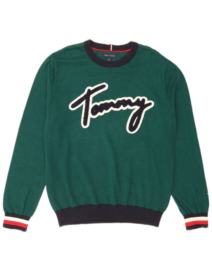 Maglione maglione girocollo da uomo Tommy Hilfiger color block verde medio