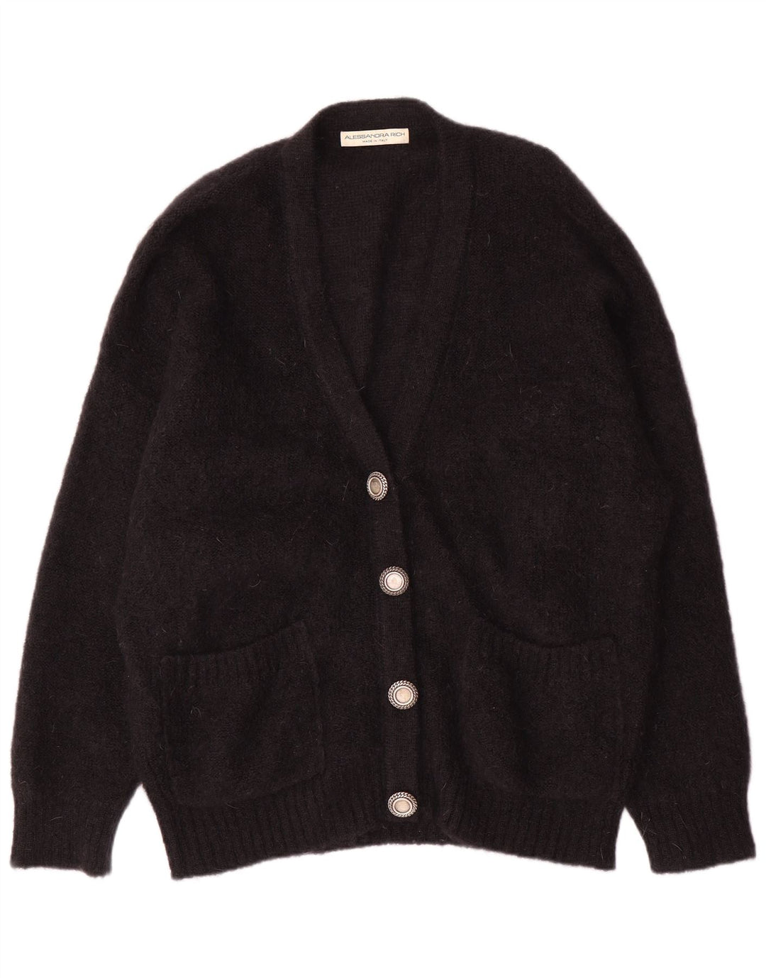 Maglione Cardigan Oversize da Donna Alessandra Rich IT 40 Small Mohair Nero