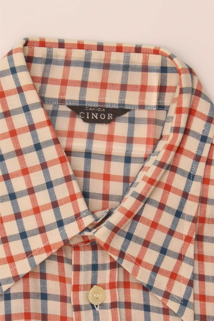 VINTAGE Mens Short Sleeve Shirt Medium Multicoloured Check