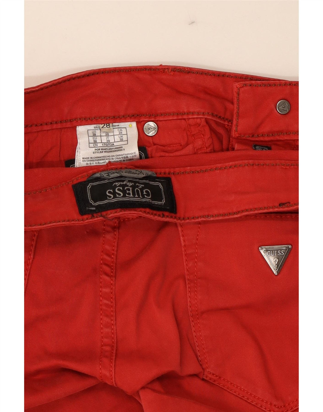 GUESS Womens Skinny Jeans W28 L28 Red Cotton Vintage Guess and Second-Hand Guess from Messina Hembry 