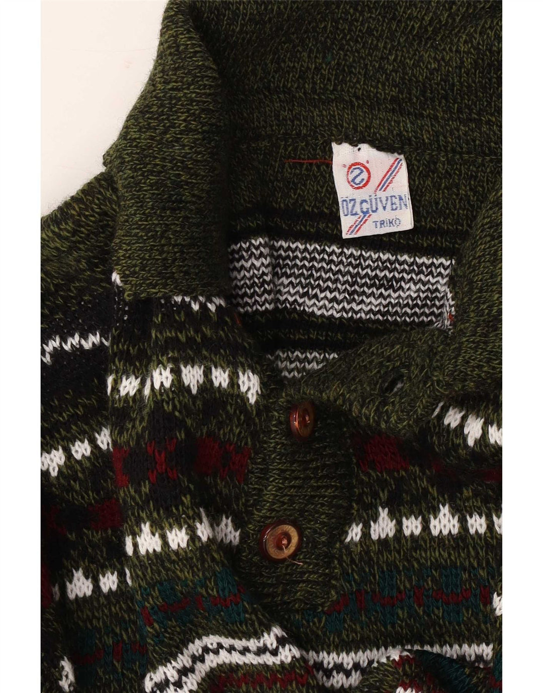 Maglione vintage da uomo con collo a polo, medio, geometrico multicolore