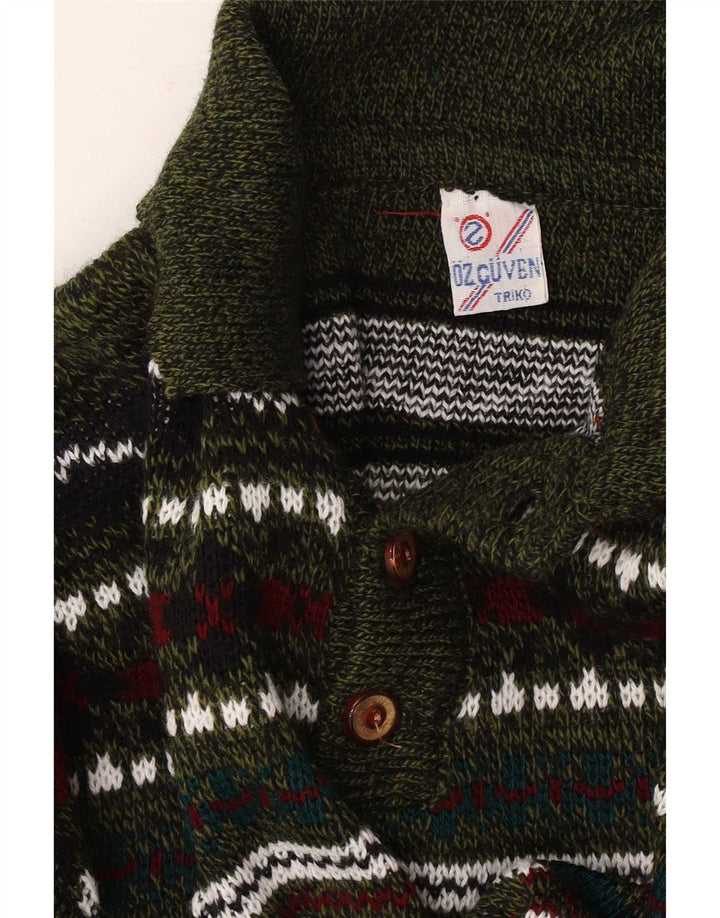 Maglione vintage da uomo con collo a polo, medio, geometrico multicolore