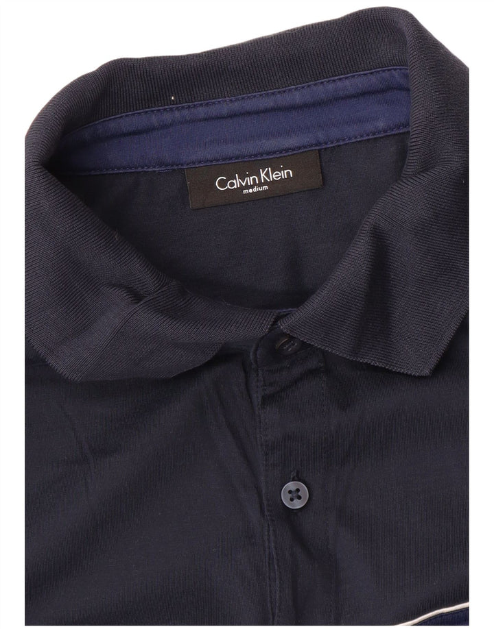 Polo da uomo CALVIN KLEIN color block medio blu navy