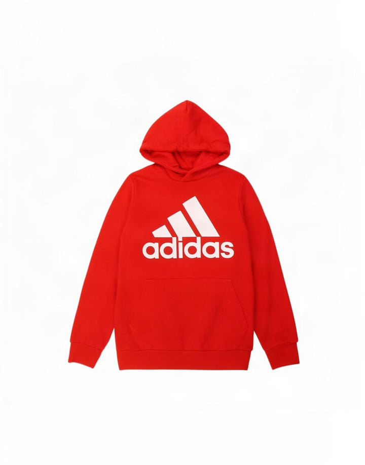 Maglione con cappuccio grafico da uomo Adidas in cotone rosso medio