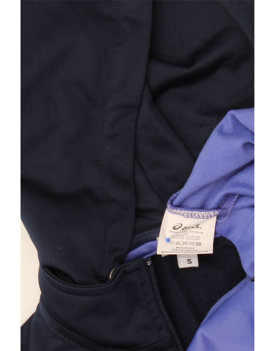 ASICS Womens Zip Hoodie Sweater UK 10 Small Purple Colourblock Polyester Vintage Asics and Second-Hand Asics from Messina Hembry 