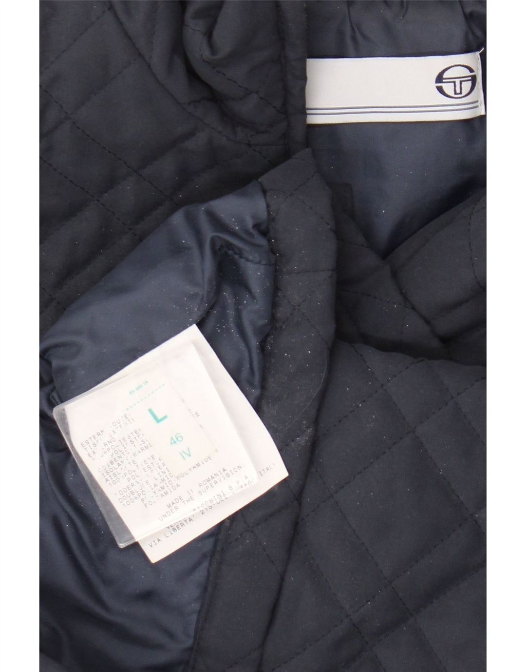 Gilet trapuntato da donna Sergio Tacchini UK 16 grande poliestere blu navy