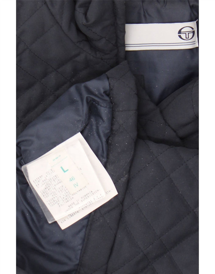 Gilet trapuntato da donna Sergio Tacchini UK 16 grande poliestere blu navy