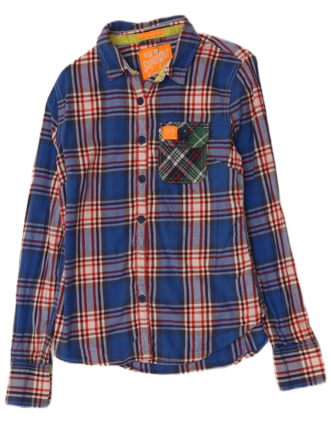 Camicia di flanella da donna SUPERDRY UK 12 Cotone a quadri blu medio