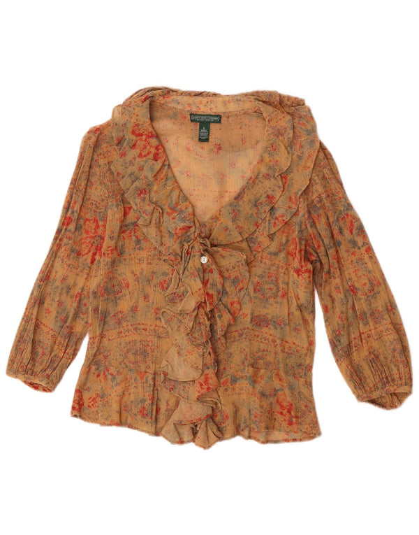 Ralph Lauren Donna Crop See Through Camicia Camicetta UK 10 Piccolo Beige Floreale