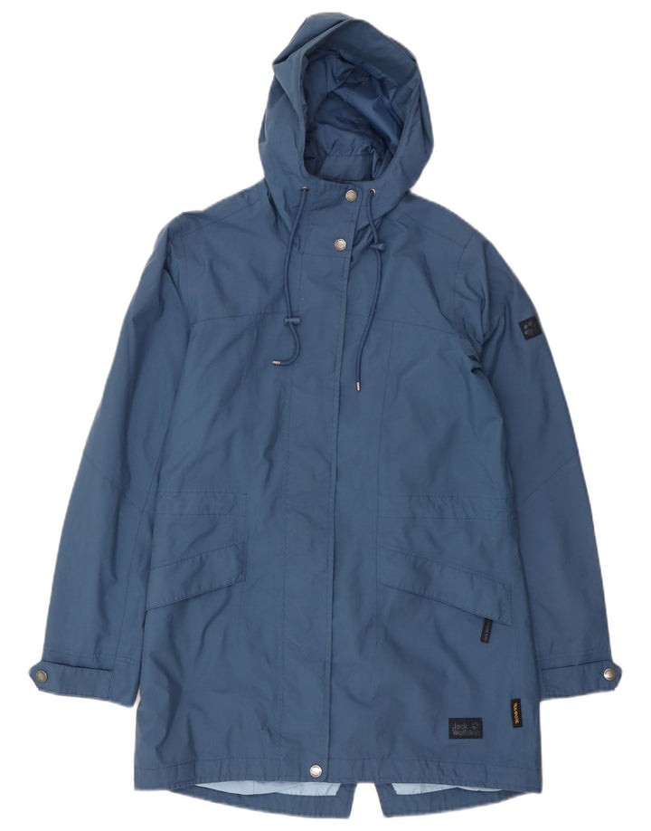 Impermeabile oversize con cappuccio da donna Jack Wolfskin UK 8/10 Small Blu Poliammide